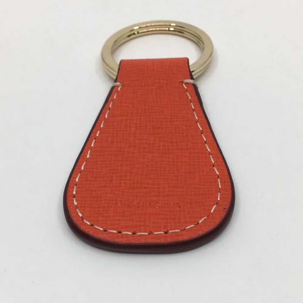 Dooney & Bourke Orange Leather and Gold Tone Keychain Key Fob